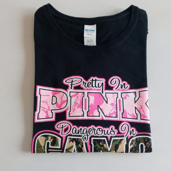 Pretty in Pink Dangerous in Camo black Tee - Picture 7 of 7